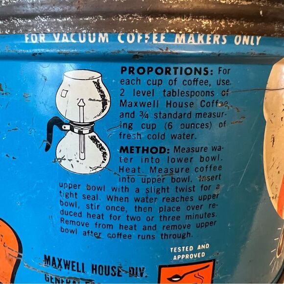 1940's Maxwell House Coffee Can 1 lb Mid century Antique Coffee Advertising 2399 - Picture 11 of 13